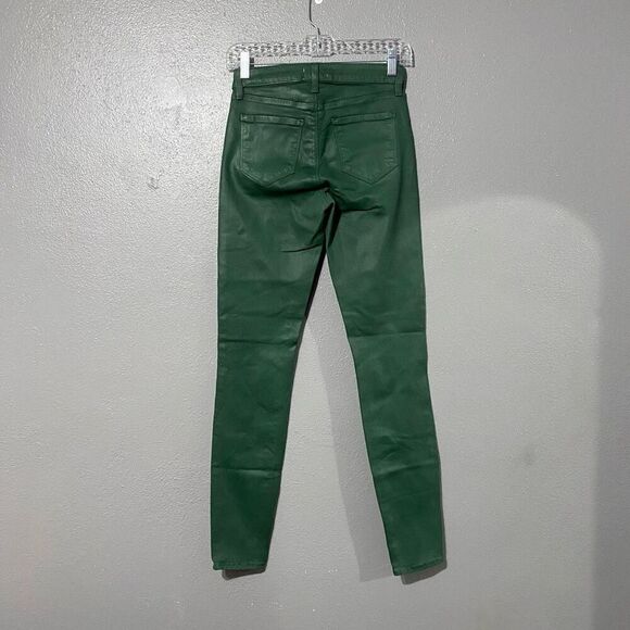 L'Agence Marguerite Blanks High Rise Skinny Ankle Green Coated Jeans Size 25 - Picture 2 of 8